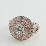 0.55CT Round Brilliant and Fancy Pink Diamond Engagement Ring 18k White & Rose Gold - Size 6.5