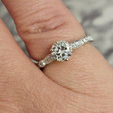1.06 CTW Diamond Engagement Ring 14k White Gold - Size 6.5