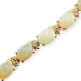 11.36 CTW Opal and Diamond Bracelet 14k Yellow Gold