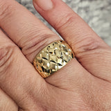 Diamond Cut Cigar Band 14k Yellow Gold - Size 9.75