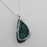 Sterling Silver Malachite Fiber Pendant Necklace