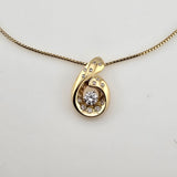 1.09 CTW Diamond Swirl Pendant Necklace 14k Yellow Gold