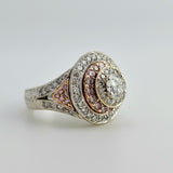 0.55CT Round Brilliant and Fancy Pink Diamond Engagement Ring 18k White & Rose Gold - Size 6.5