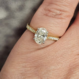 1.25 CTW Oval Brilliant Cut Diamond Engagement Ring 14k Yellow Gold Platinum - Size 6.75