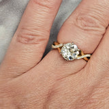 2.35 CTW Old European Diamond Engagement Ring 18k Yellow Gold & Platinum - Size 7.25