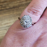 1.00 CTW Diamond Cluster Ring 14k White Gold Size 6.25
