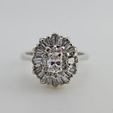 1.00 CTW Diamond Cluster Ring 14k White Gold Size 6.25
