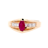 Ruby and Diamond Ring 14k Yellow Gold - Size 8.75