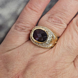 4.67Ct. Garnet and Diamond Ring 14k Yellow Gold - Size 7.5