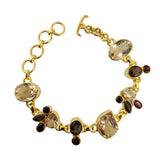 Sterling Silver Gold Vermeil Citrine Garnet Smoky Quartz Bracelet