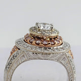 0.55CT Round Brilliant and Fancy Pink Diamond Engagement Ring 18k White & Rose Gold - Size 6.5