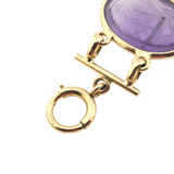 Amethyst and Rose Quartz Scarab Bracelet 14k Yellow Gold