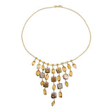 Citrine and Baroque Pearl Necklace 14k Yellow Gold