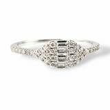 0.36 CTW Baguette & Round Diamond Ring 18k White Gold - Size 6.75