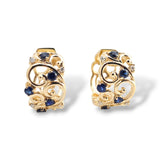 Sapphire and Diamond Hoop Earrings 14k Yellow Gold