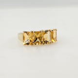 8.96Ct. Radiant Emerald Cut Citrine Ring 14k Yellow Gold - Size 7