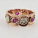 0.55 CTW Pink Sapphire Floral Band 14k Rose Gold - Size 8