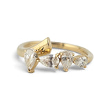 0.71 CTW Pear Cut Diamond Cluster Ring 14k Yellow Gold Size 6.75