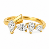 0.71 CTW Pear Cut Diamond Cluster Ring 14k Yellow Gold Size 6.75