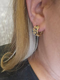 Sapphire and Diamond Hoop Earrings 14k Yellow Gold
