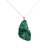 Sterling Silver Malachite Fiber Pendant Necklace