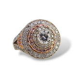 0.55CT Round Brilliant and Fancy Pink Diamond Engagement Ring 18k White & Rose Gold - Size 6.5