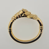 Italian 14k Yellow Gold Sculpted Exotic Cat Bangle Bracelet
