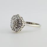 1.00 CTW Diamond Cluster Ring 14k White Gold Size 6.25