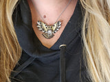 Sterling Silver Cubic Zirconia Owl Pin Pendant Necklace