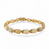 11.36 CTW Opal and Diamond Bracelet 14k Yellow Gold