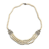 Freshwater Pearl and Diamond Necklace 14k White Gold