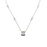 Sterling Silver Asscher Cut Cubic Zirconia Necklace
