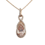 1.35Ct Morganite & Diamond Pendant Necklace 14k Rose Gold