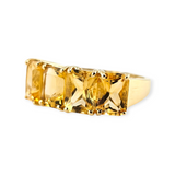 8.96Ct. Radiant Emerald Cut Citrine Ring 14k Yellow Gold - Size 7